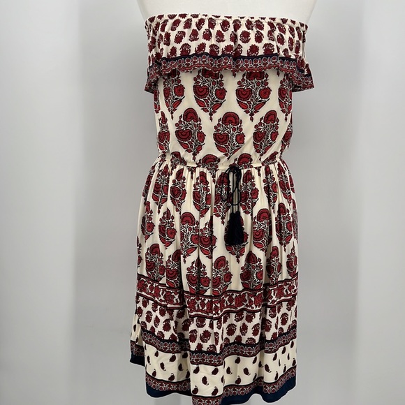 Mossimo Ruffled Strapless Paisley Print Dress, XL - Picture 2 of 10